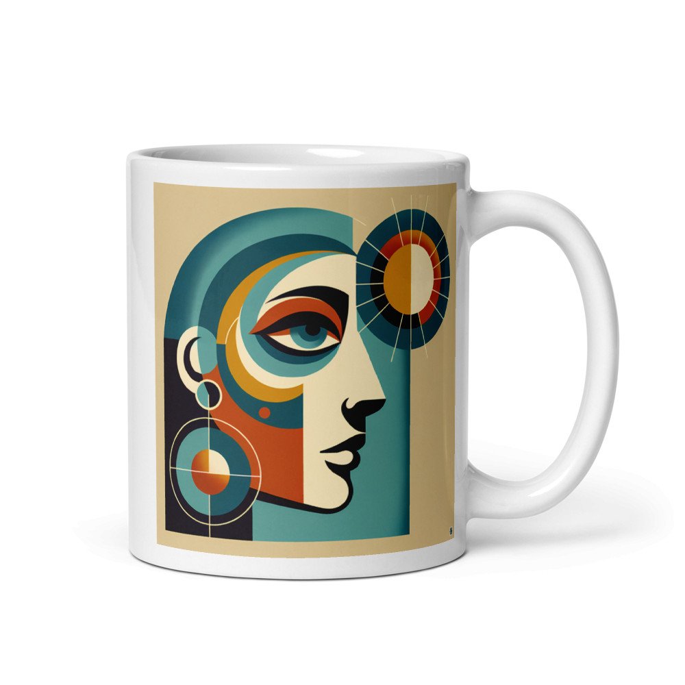 Geometric Abstract Face with Sun Motif