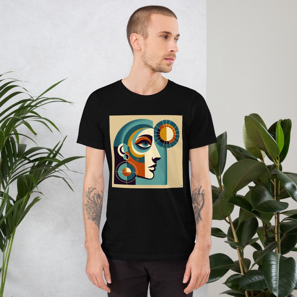 Geometric Abstract Face with Sun Motif