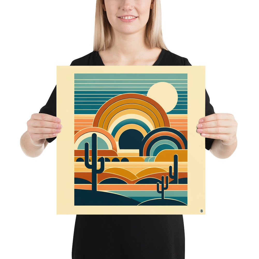 Retro Desert Arches at Sunset