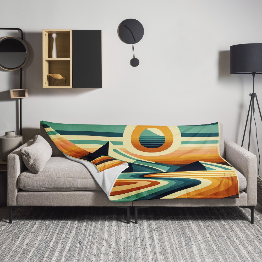 Geometric Mountain Sunset Landscape