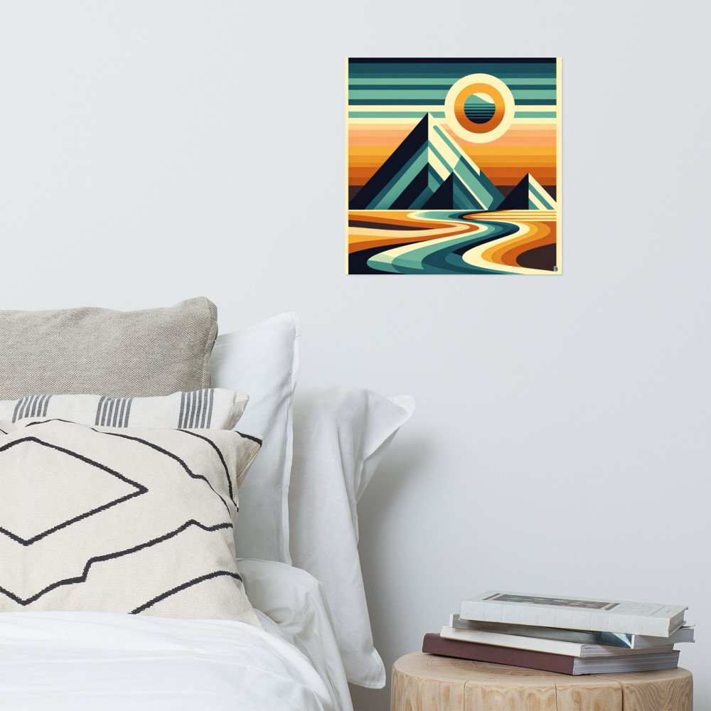 Geometric Mountain Sunset Landscape