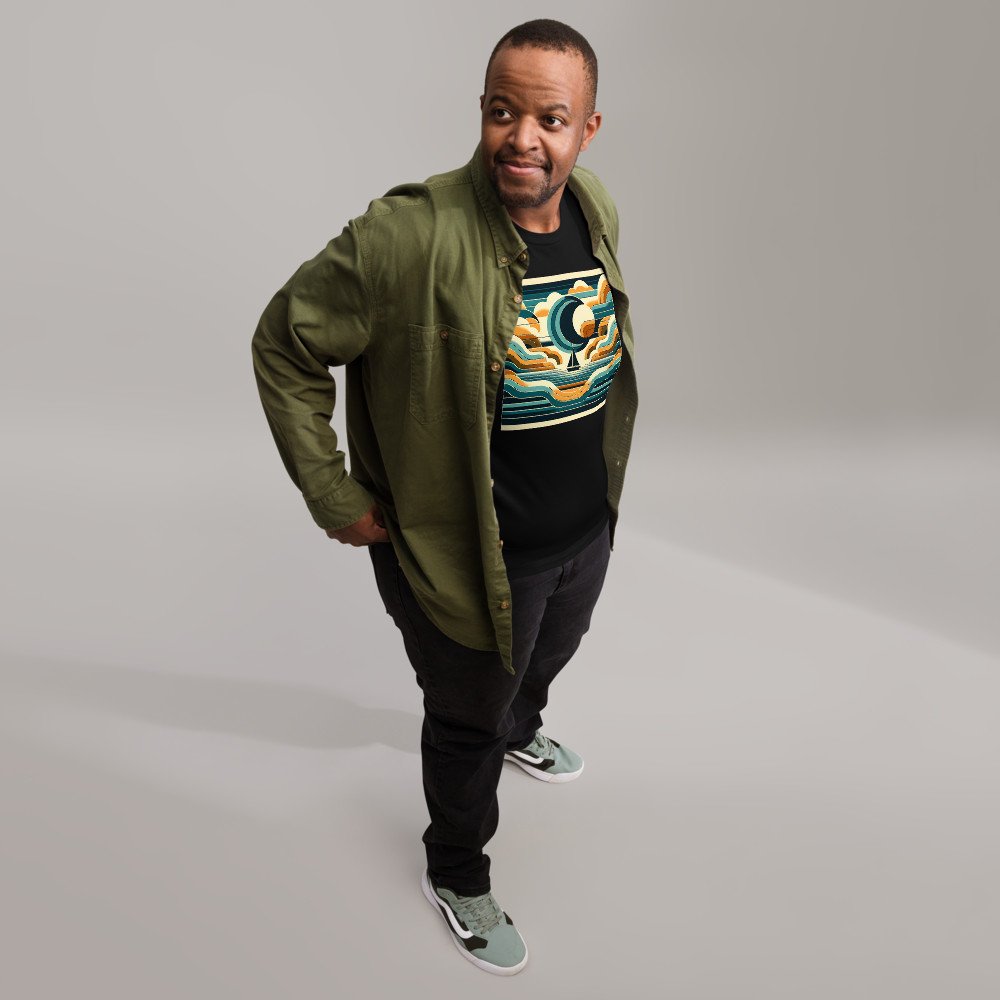 Geometric Sailboat at Crescent Moon Sea