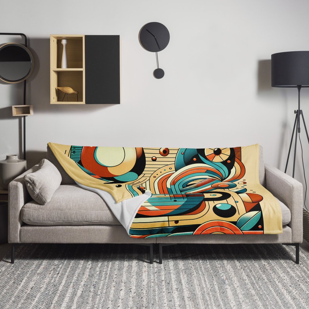 Retro Geometric Abstract Circles in Teal and Orange