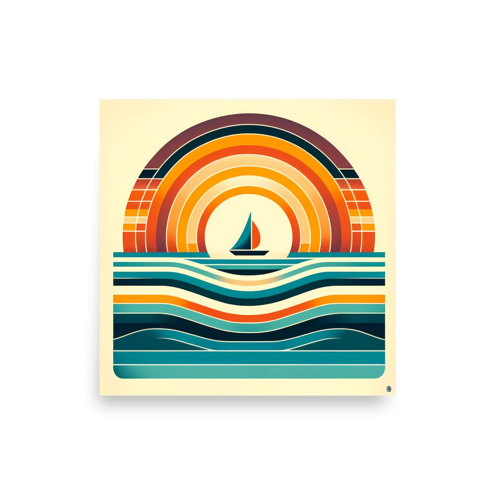 Geometric Sailboat Sunset Colour Blocks