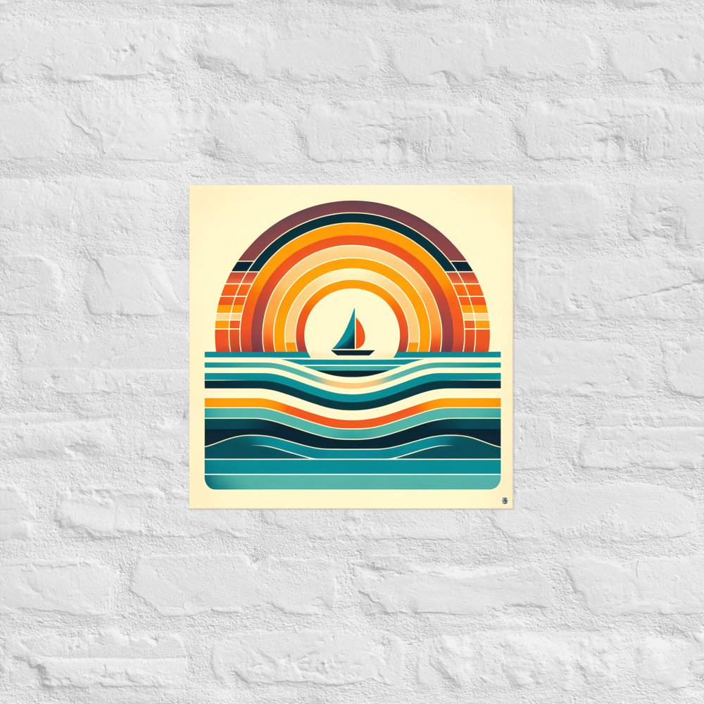 Geometric Sailboat Sunset Colour Blocks