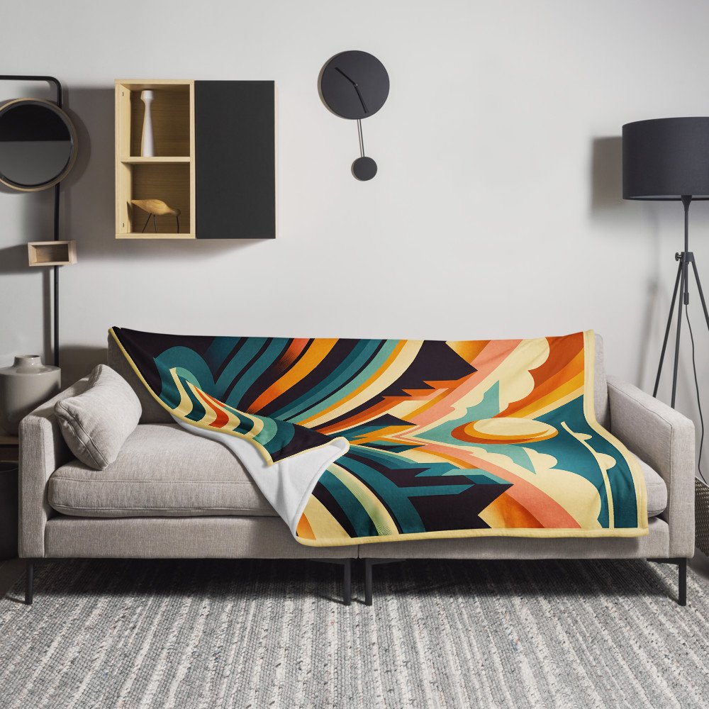 Geometric Mountain Valley with Sun and River