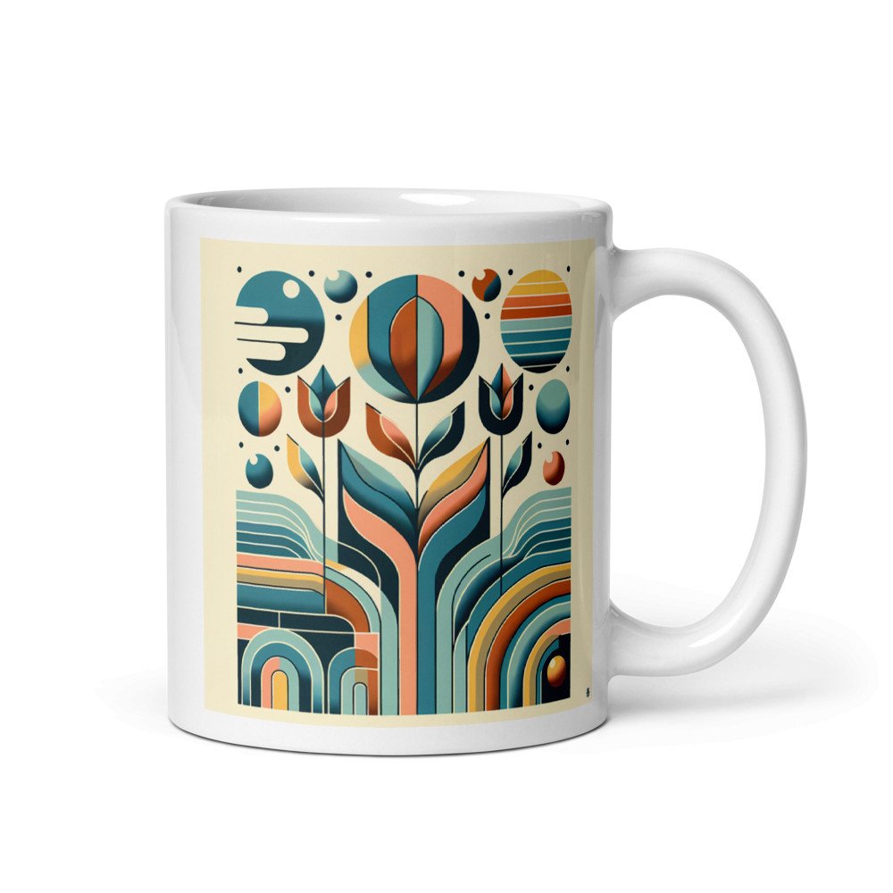 Geometric Botanical Flowers in Retro Shapes