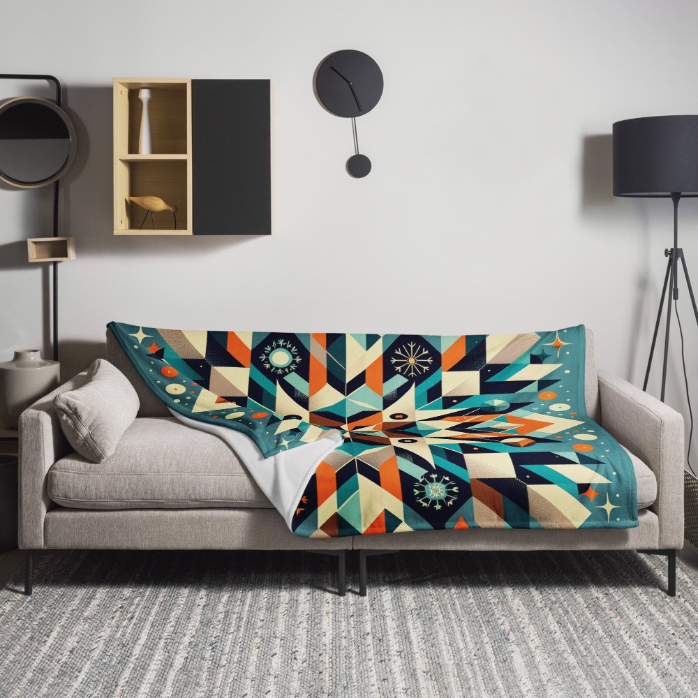 Geometric Snowflake Pattern in Teal and Orange