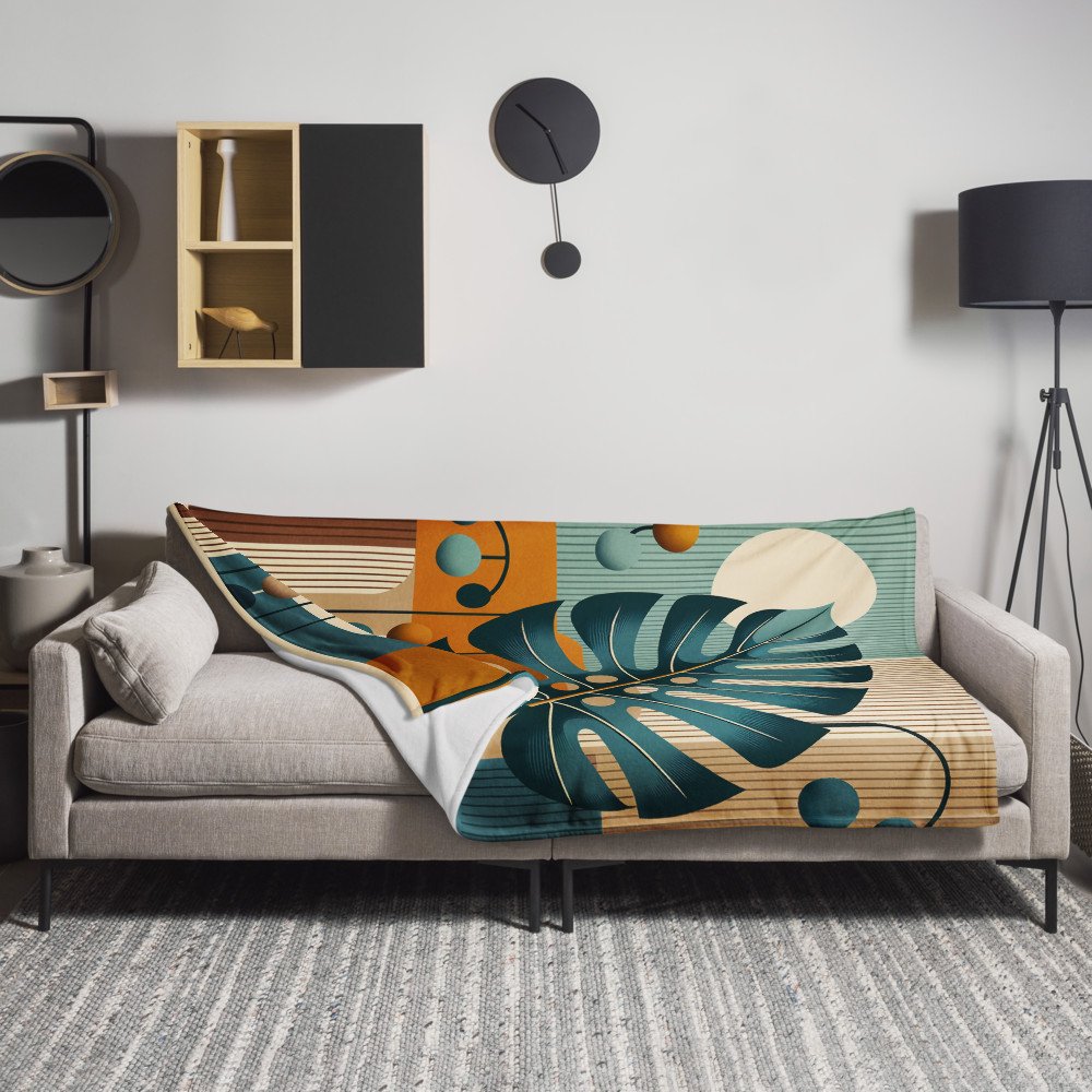 Geometric Monstera Leaf Abstract