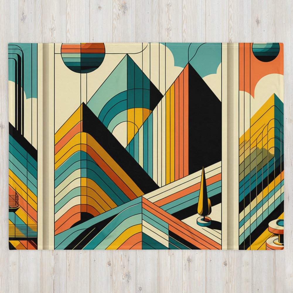 Mid Century Modern Geometric Mountain Sunset