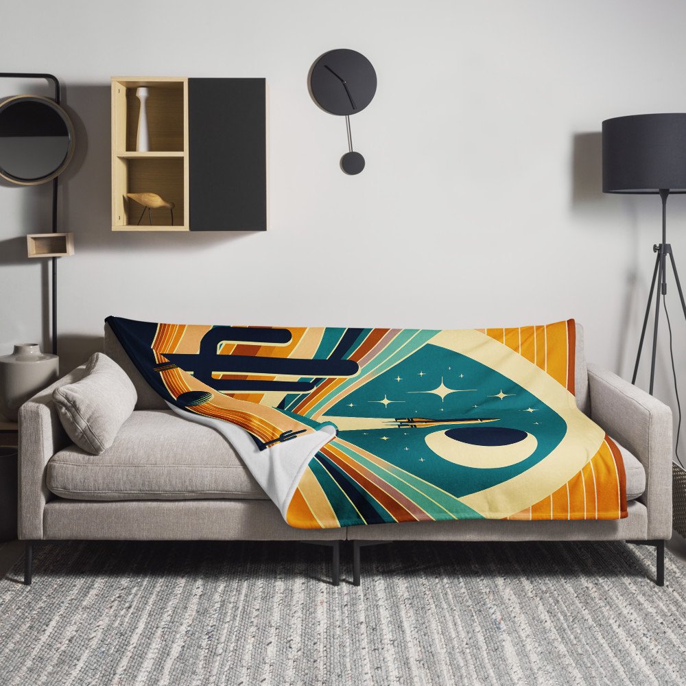 Retro rocket over desert moonscape