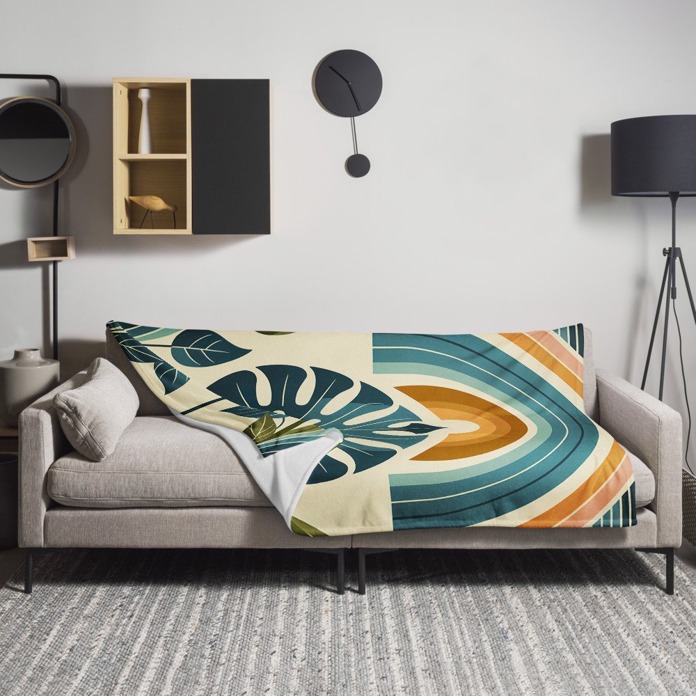 Monstera Leaf with Rainbow Arches Botanical Design