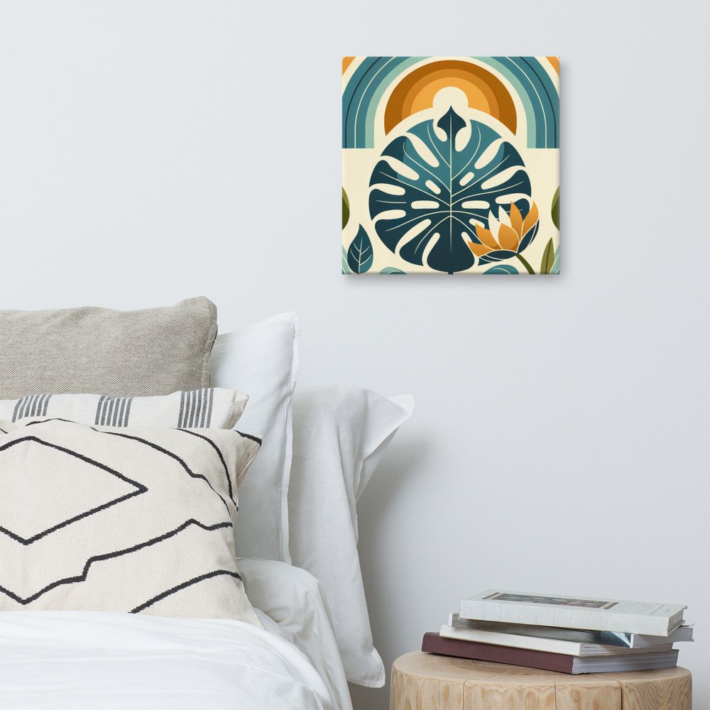 Monstera Leaf with Rainbow Arches Botanical Design