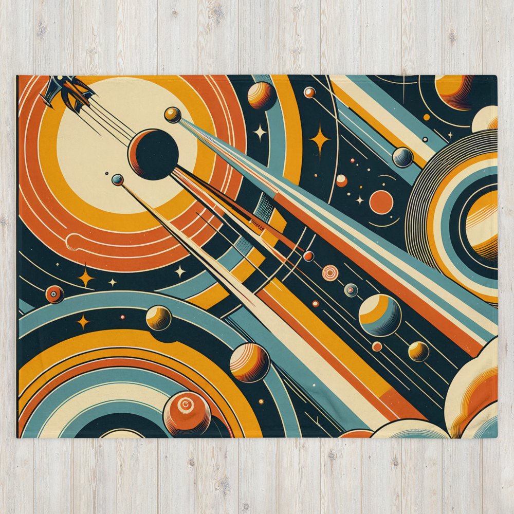 Retro Space Rocket and Planets in Geometric Orbits