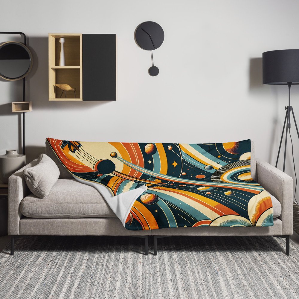 Retro Space Rocket and Planets in Geometric Orbits