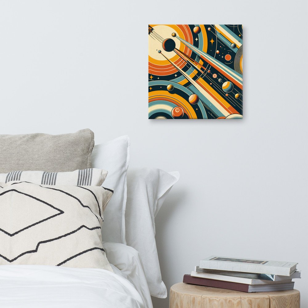 Retro Space Rocket and Planets in Geometric Orbits