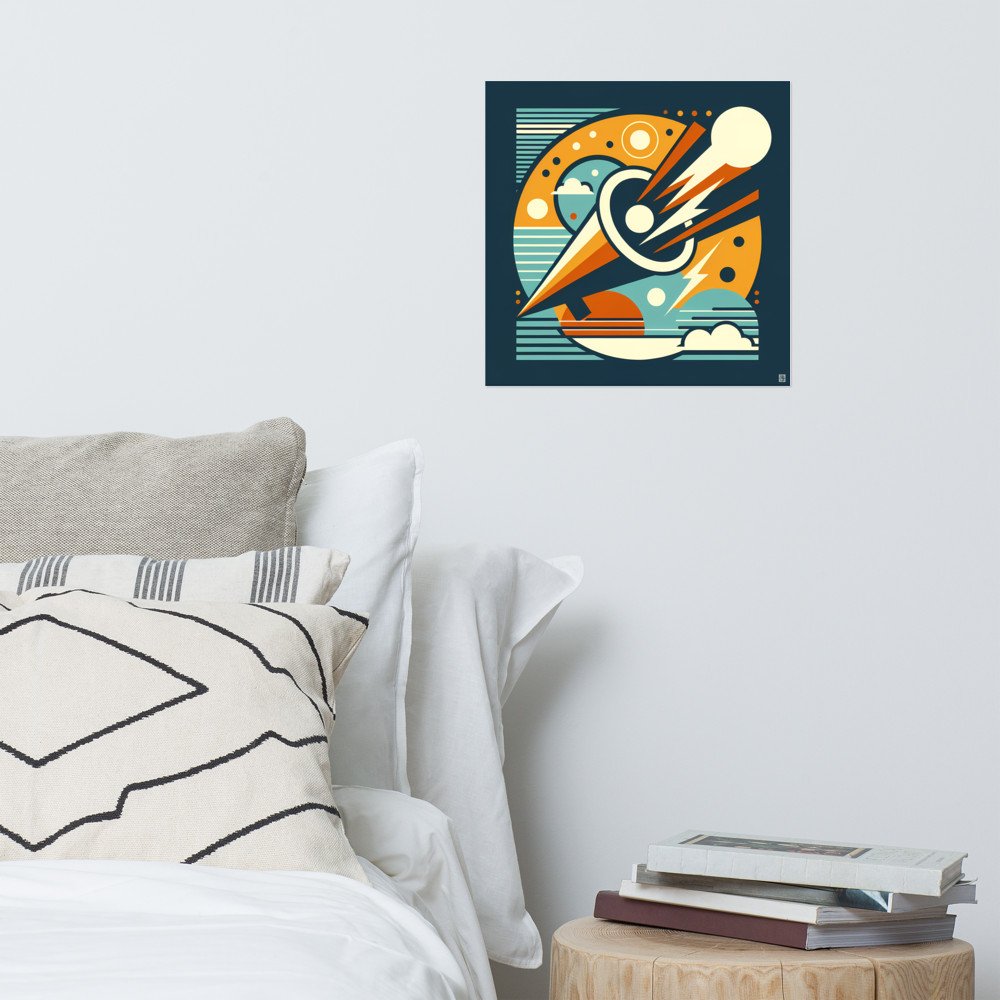 Geometric Comet Through a Retro Space Circle