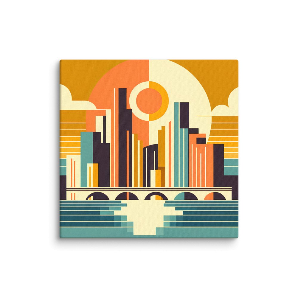 Geometric Sunset Cityscape