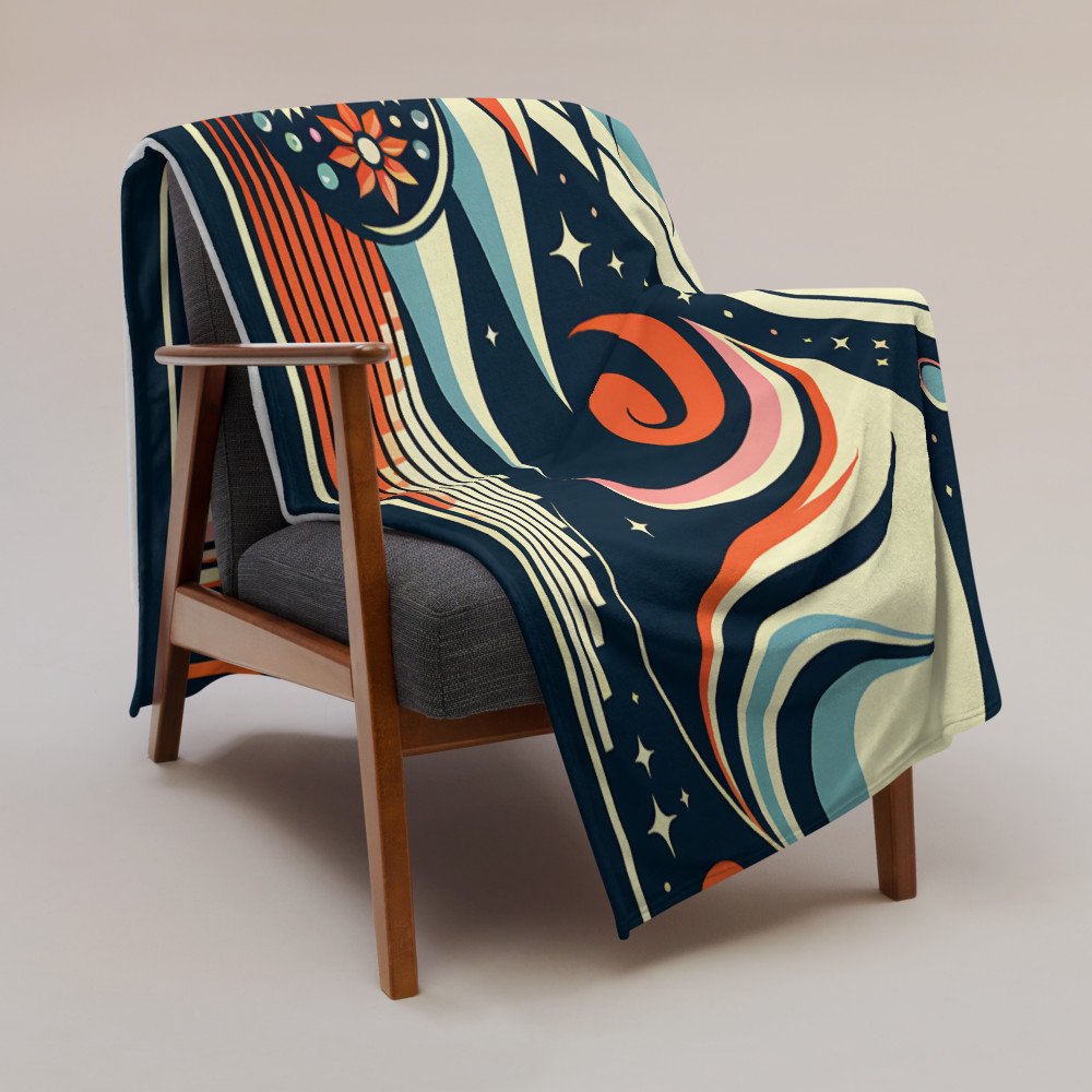 Retro Space Landscape with Planets and Geometric Peaks