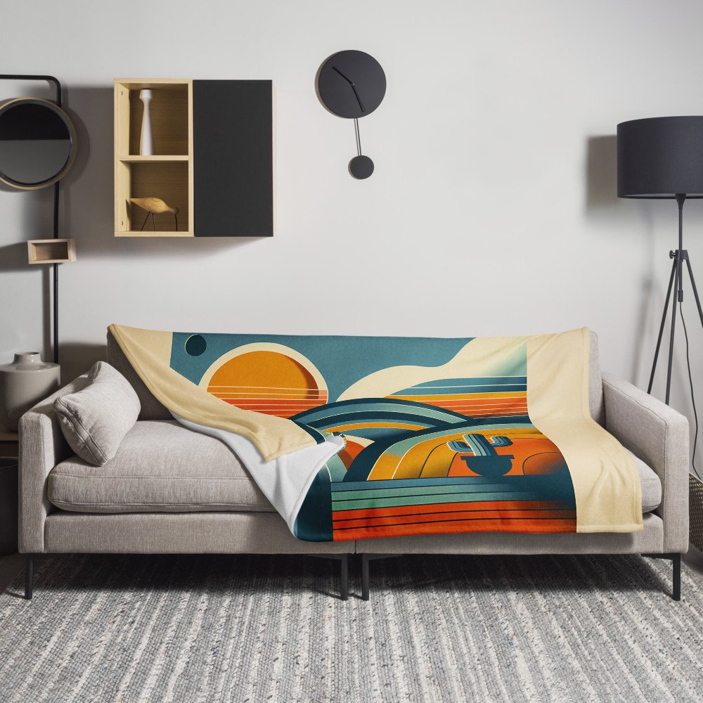Desert Arches and Striped Sun Illustration