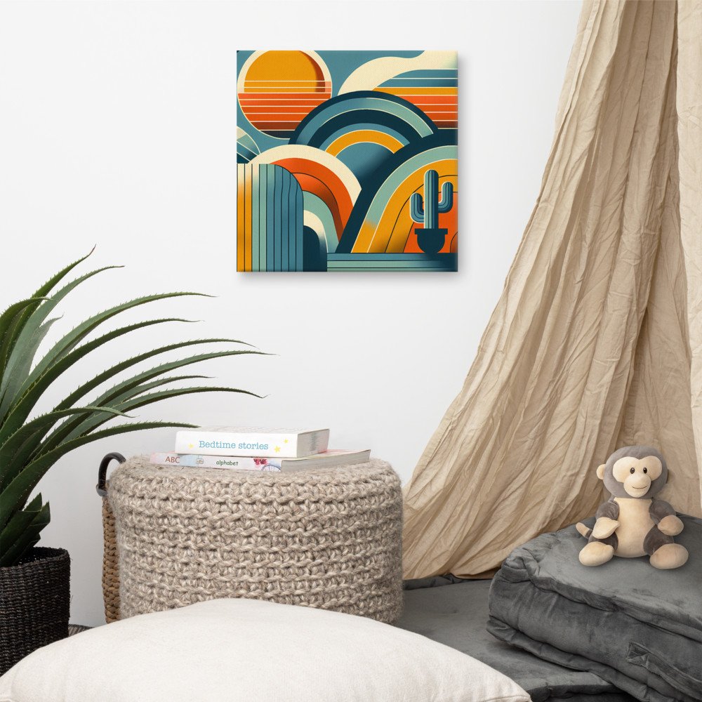 Desert Arches and Striped Sun Illustration