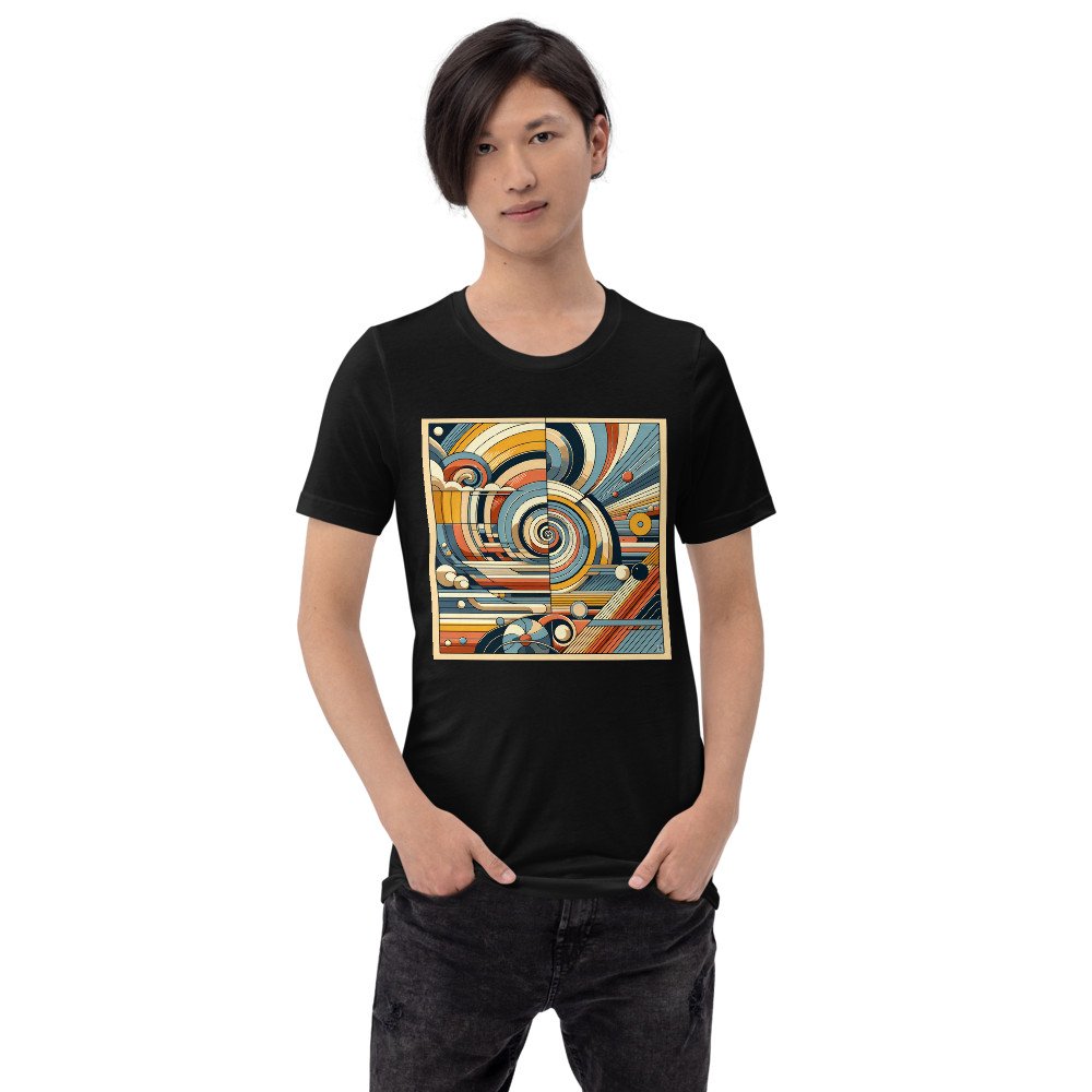 Retro Geometric Spiral Abstract in Teal and Ochre