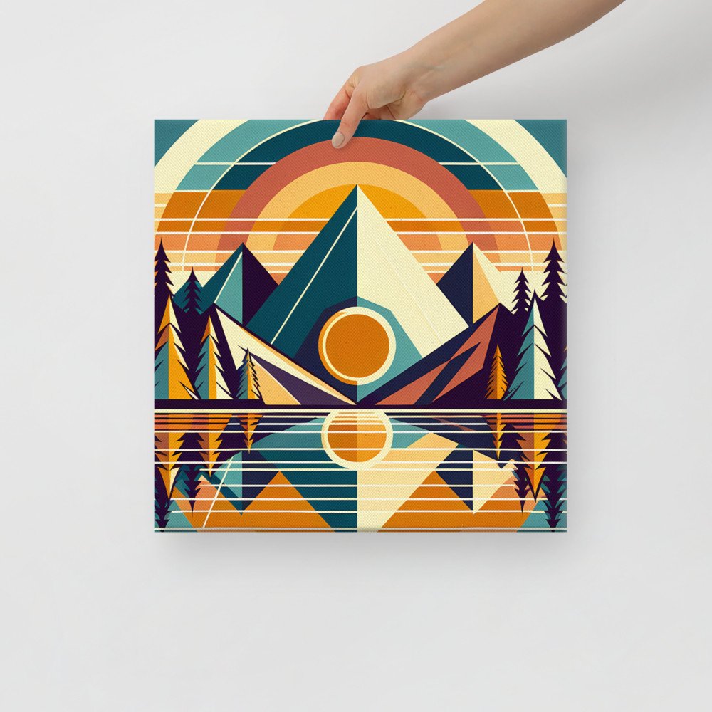 Geometric Mountain Lake Reflection