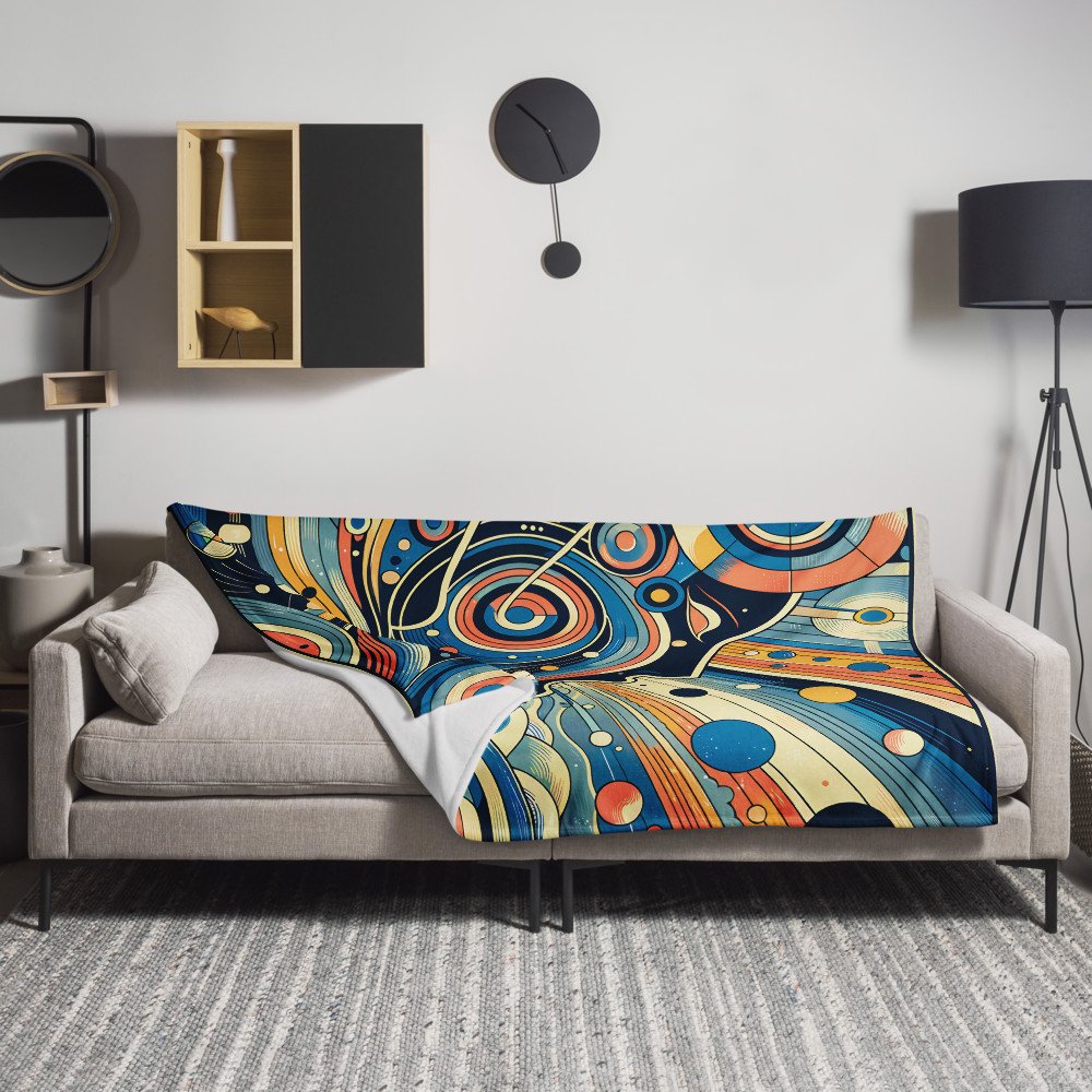 Retro Cosmic Woman Profile with Geometric Orbs