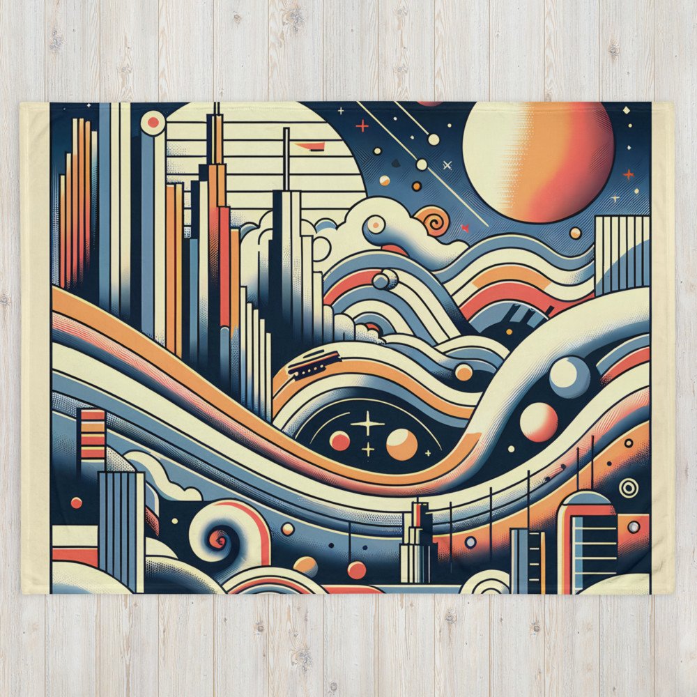Retro Futuristic Space Cityscape with Planets