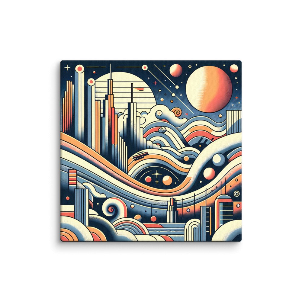 Retro Futuristic Space Cityscape with Planets