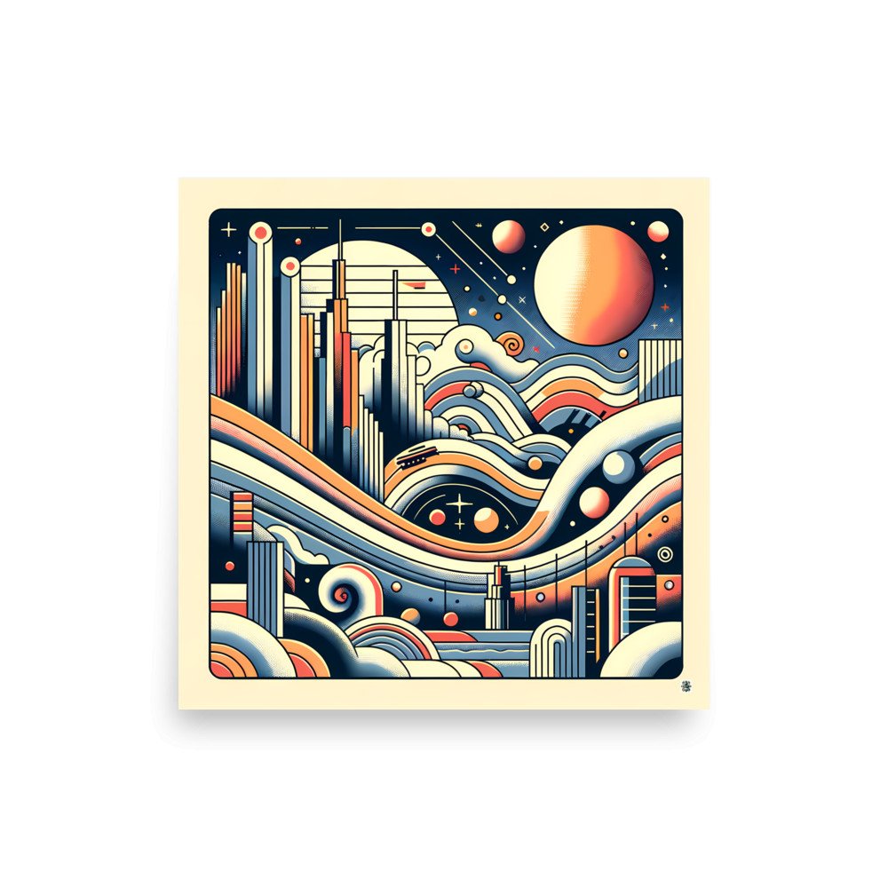 Retro Futuristic Space Cityscape with Planets