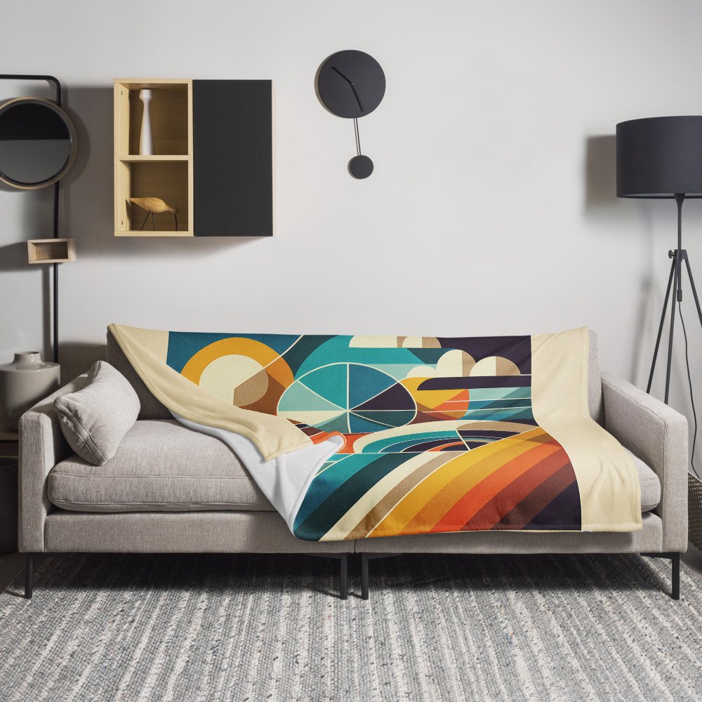 Retro Geometric Abstract with Teal and Orange