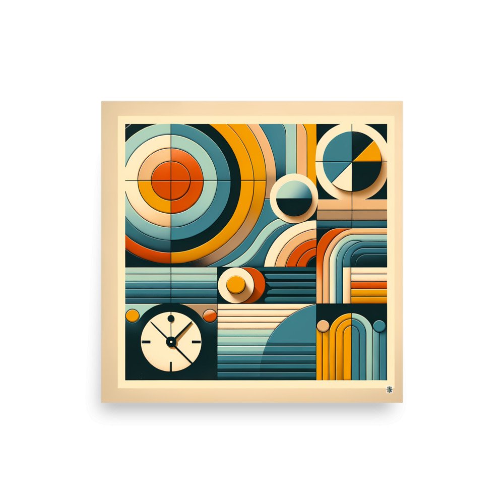 Geometric Retro Circles and Lines Artwork