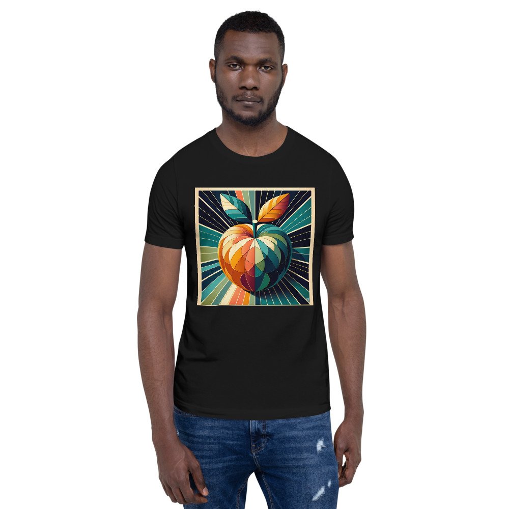 Retro Geometric Apple Sunburst in Teal and Orange