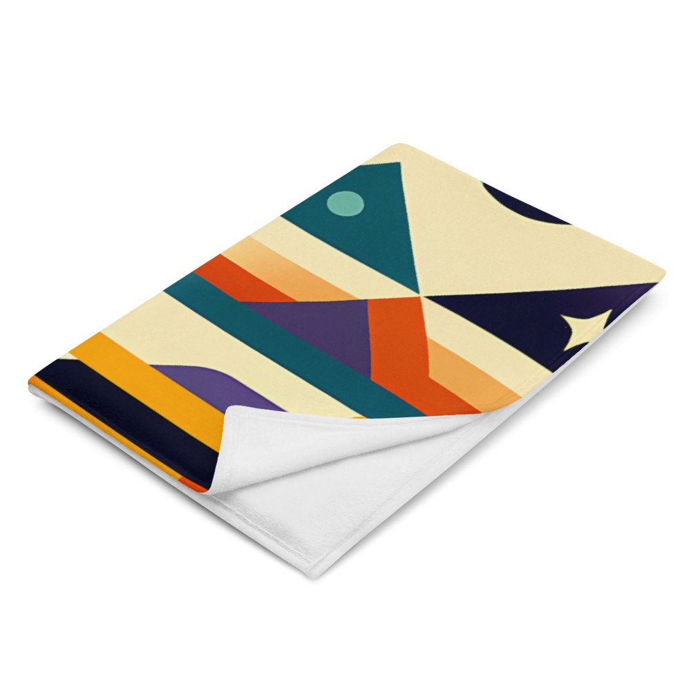 Geometric Space Cat with Retro Sunburst