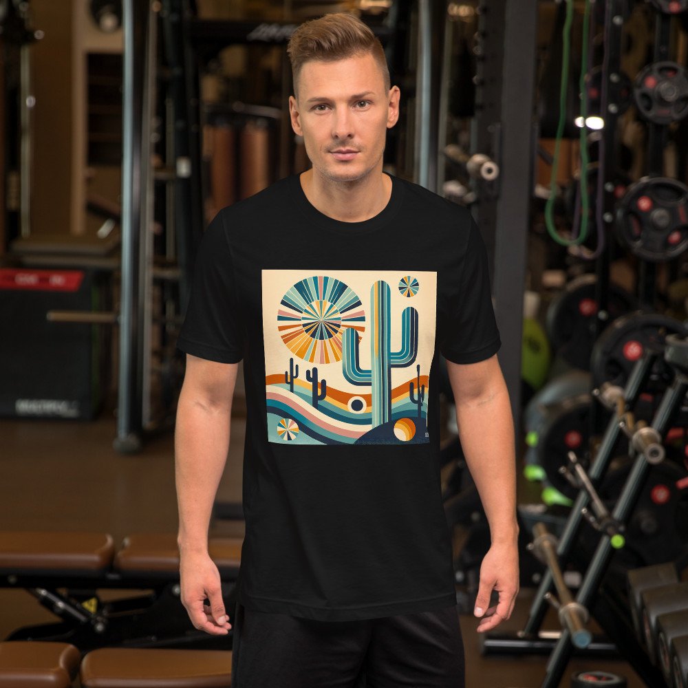 Retro Geometric Cactus Desert Scene