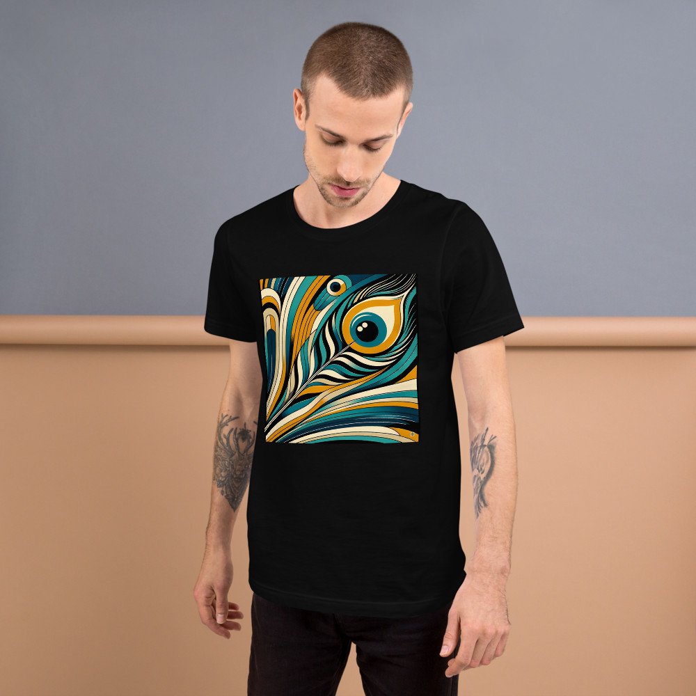 Abstract Peacock Feather in Teal and Gold