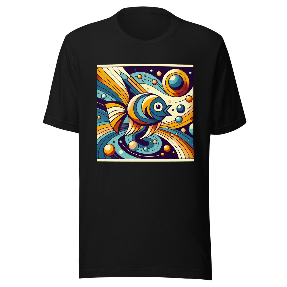 Retro Geometric Fish Illustration in Teal and Orange