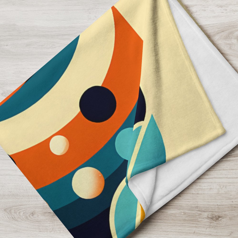 Retro Geometric Whale in Teal and Orange Waves
