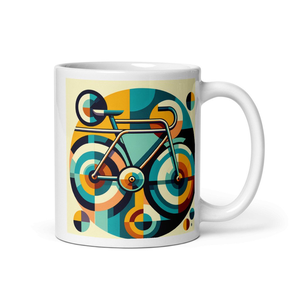 Geometric Retro Bicycle in Teal and Mustard