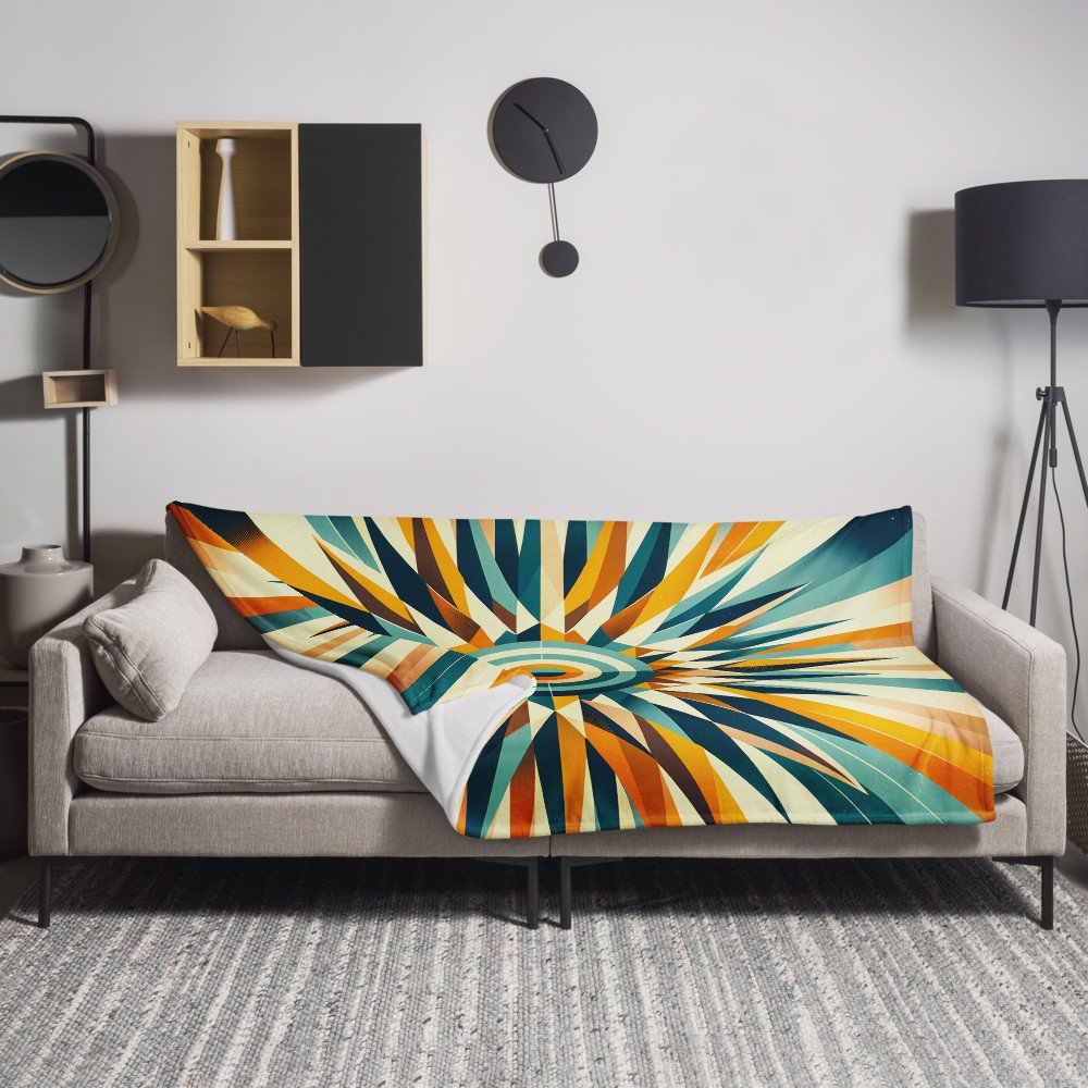 Retro Geometric Sunburst Target in Teal and Orange