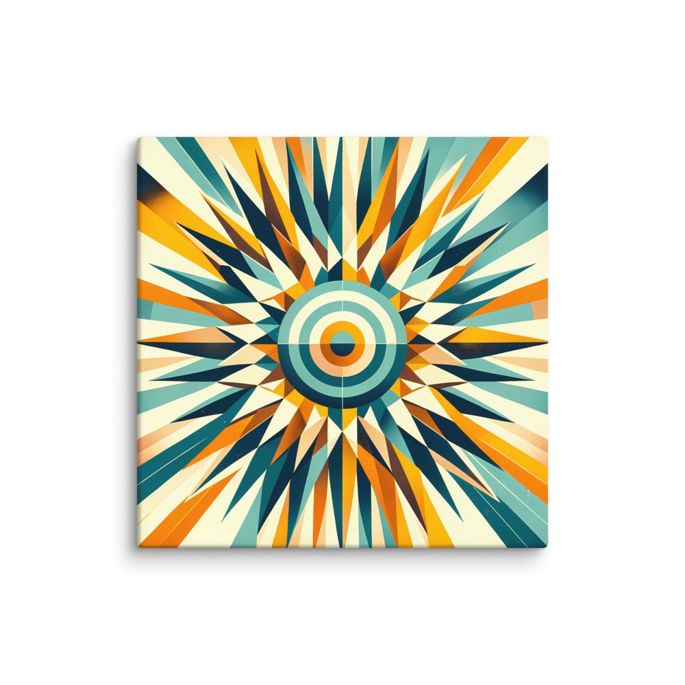 Retro Geometric Sunburst Target in Teal and Orange