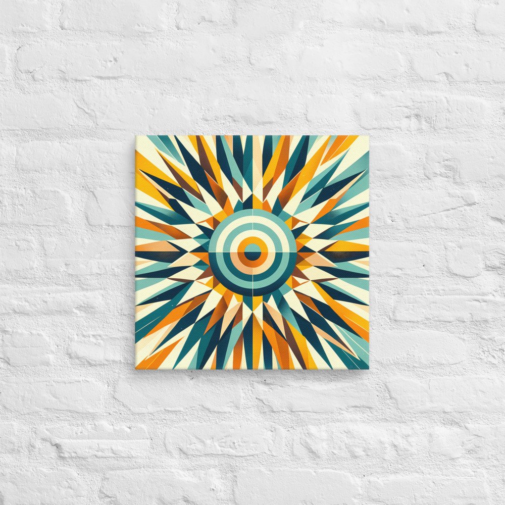 Retro Geometric Sunburst Target in Teal and Orange