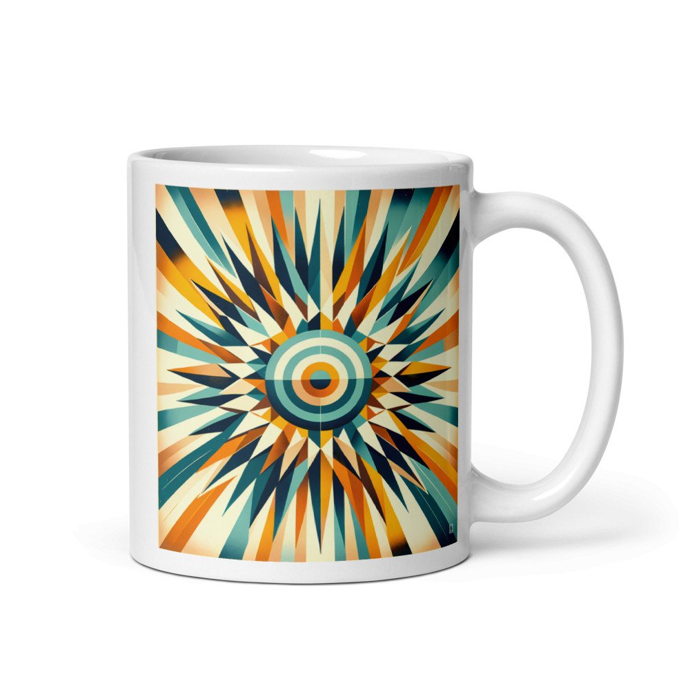 Retro Geometric Sunburst Target in Teal and Orange