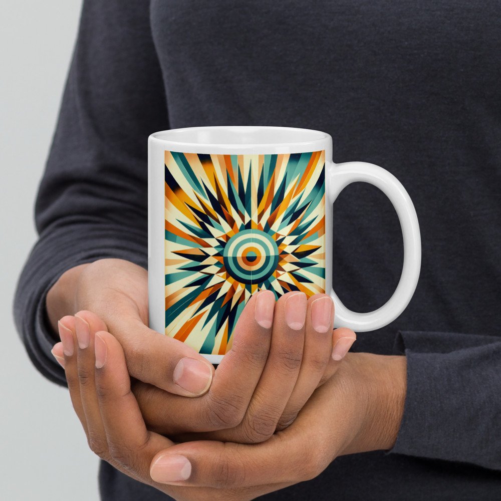 Retro Geometric Sunburst Target in Teal and Orange