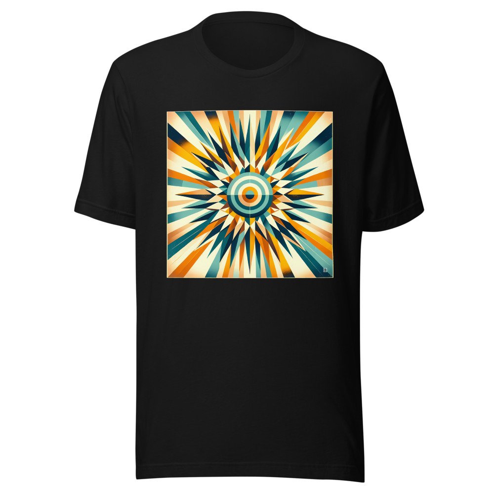 Retro Geometric Sunburst Target in Teal and Orange