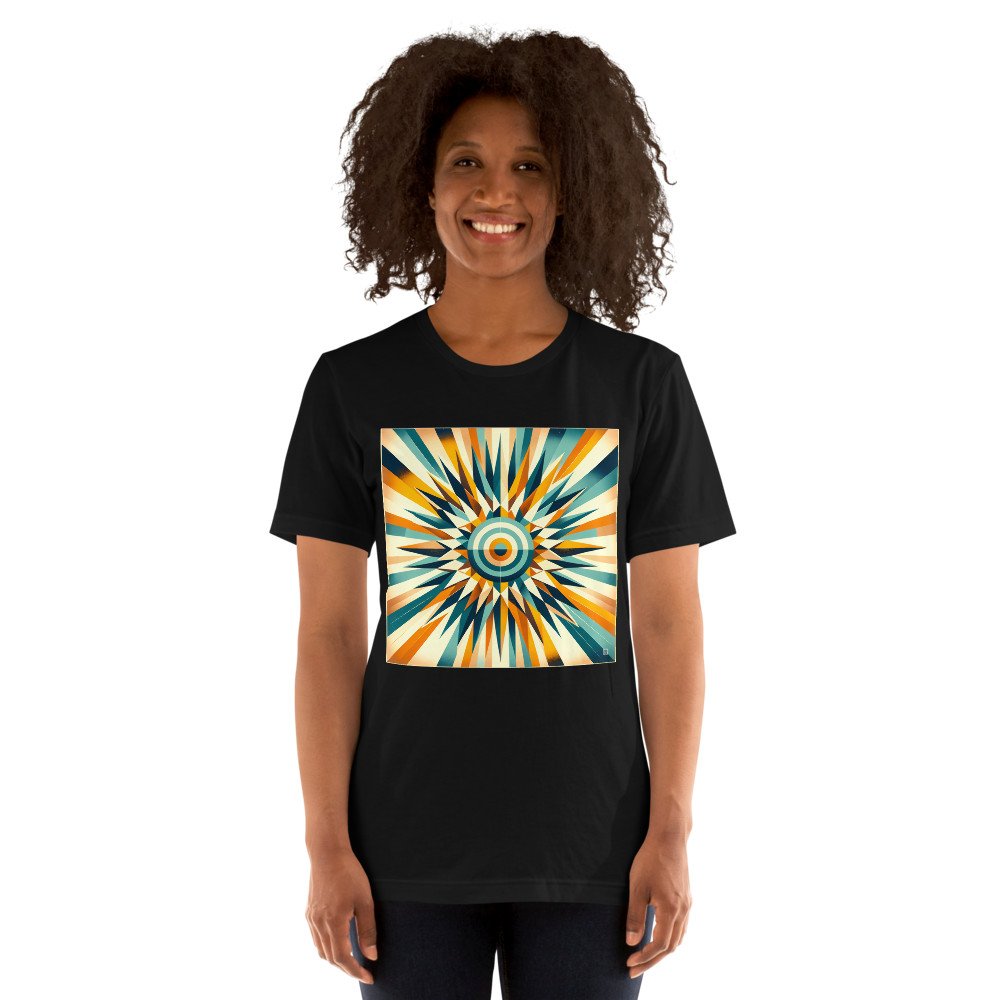 Retro Geometric Sunburst Target in Teal and Orange